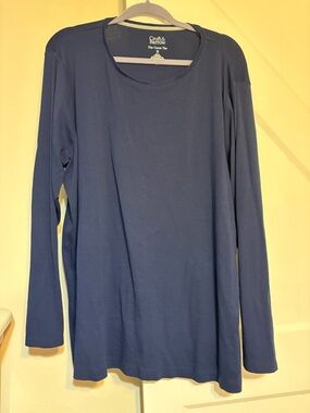 croft & barrow Long Sleeve Crewneck Top - Navy Blue
